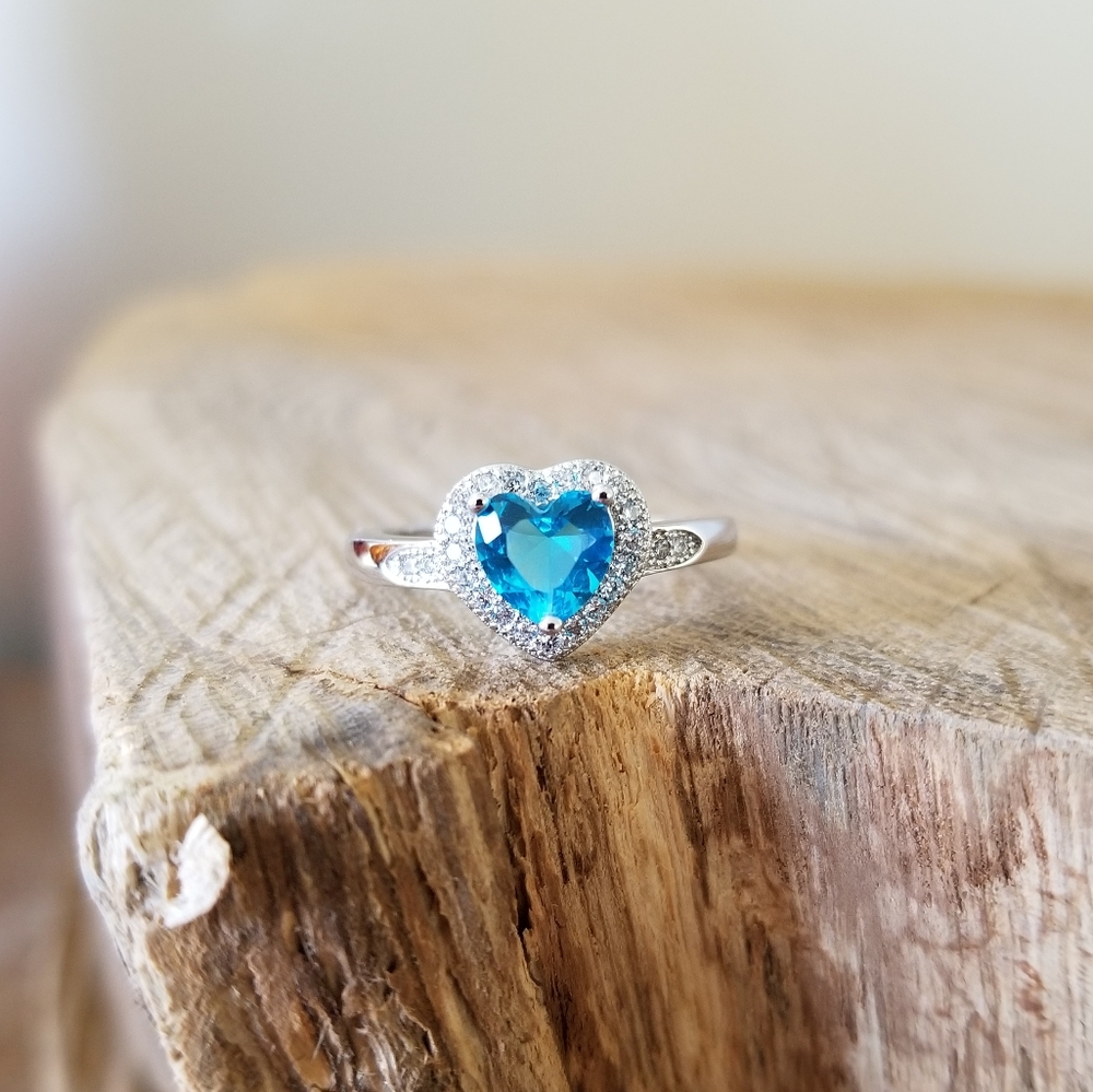 Light Blue Sweetheart Topaz Sterling Ring